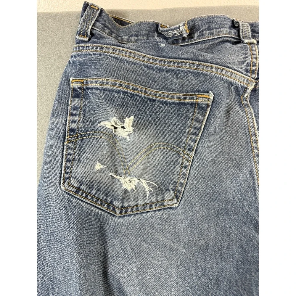Levi's‎ 505 Jeans Mens 38x30 Medium Wash Blue Regular Straight Distressed Denim